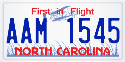 NC license plate AAM1545