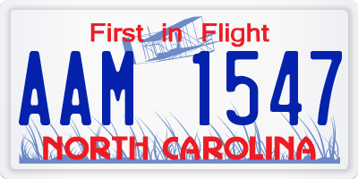 NC license plate AAM1547