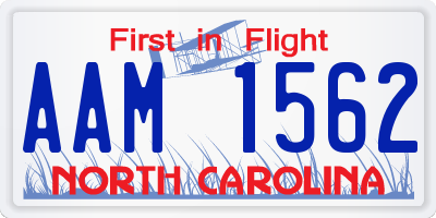 NC license plate AAM1562