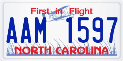 NC license plate AAM1597