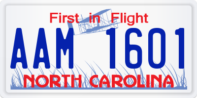 NC license plate AAM1601