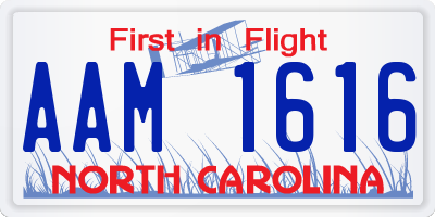NC license plate AAM1616