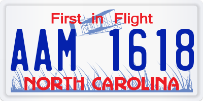 NC license plate AAM1618