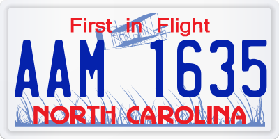 NC license plate AAM1635