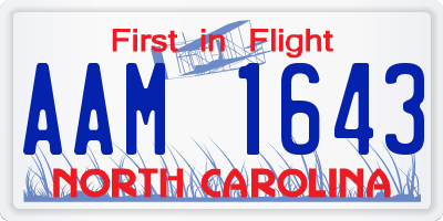 NC license plate AAM1643