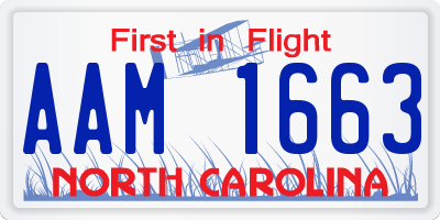 NC license plate AAM1663