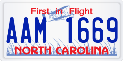 NC license plate AAM1669