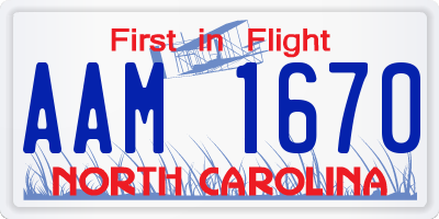 NC license plate AAM1670