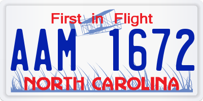 NC license plate AAM1672
