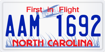 NC license plate AAM1692