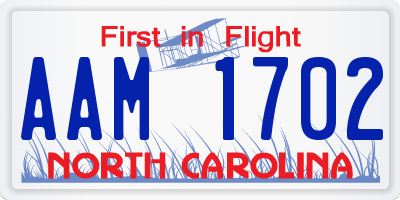NC license plate AAM1702
