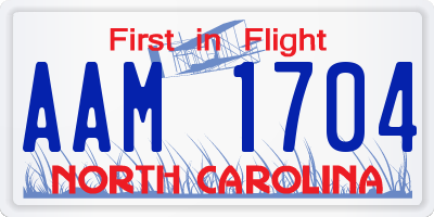 NC license plate AAM1704