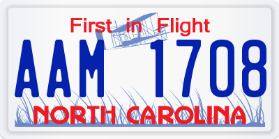 NC license plate AAM1708