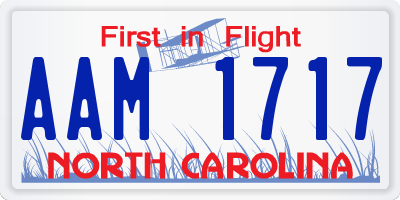 NC license plate AAM1717