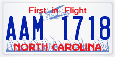 NC license plate AAM1718