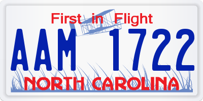 NC license plate AAM1722