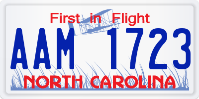 NC license plate AAM1723
