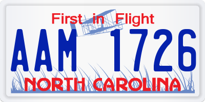 NC license plate AAM1726