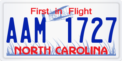 NC license plate AAM1727