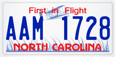 NC license plate AAM1728