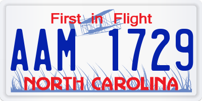 NC license plate AAM1729