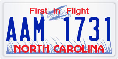 NC license plate AAM1731