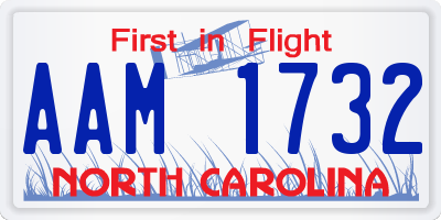 NC license plate AAM1732
