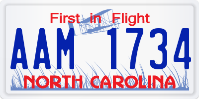 NC license plate AAM1734