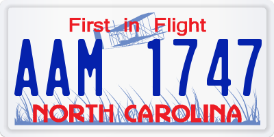 NC license plate AAM1747