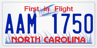 NC license plate AAM1750