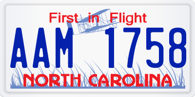 NC license plate AAM1758