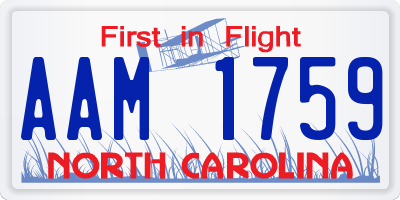 NC license plate AAM1759
