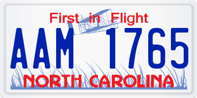 NC license plate AAM1765