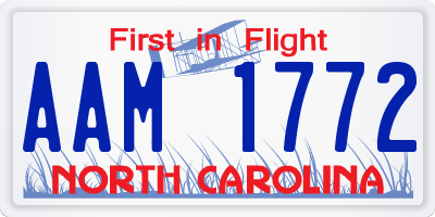 NC license plate AAM1772