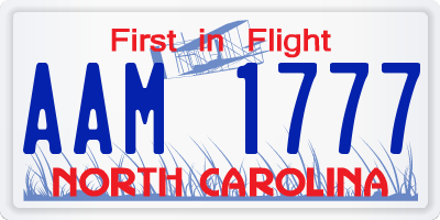 NC license plate AAM1777