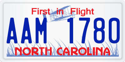 NC license plate AAM1780
