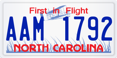 NC license plate AAM1792