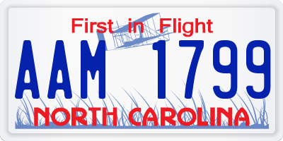 NC license plate AAM1799