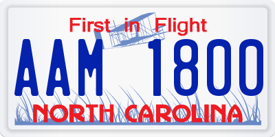 NC license plate AAM1800