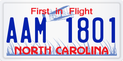 NC license plate AAM1801