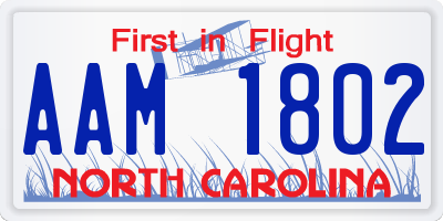 NC license plate AAM1802