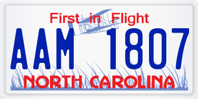 NC license plate AAM1807