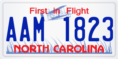 NC license plate AAM1823