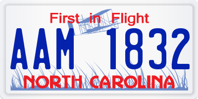 NC license plate AAM1832