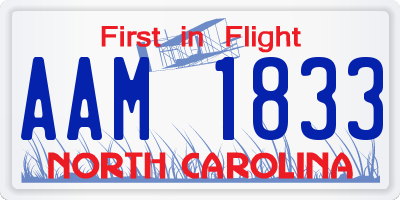NC license plate AAM1833