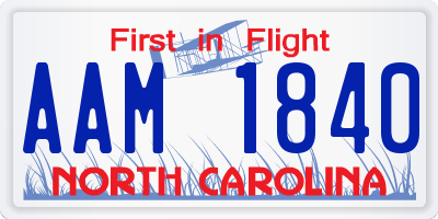 NC license plate AAM1840