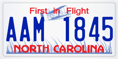NC license plate AAM1845