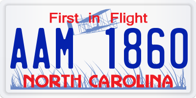 NC license plate AAM1860