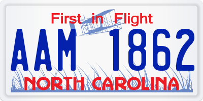 NC license plate AAM1862