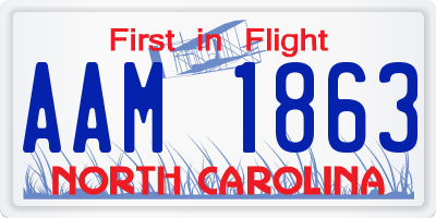 NC license plate AAM1863